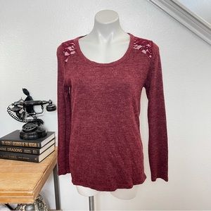 Double Zero maroon light weight sweater with draped back size M